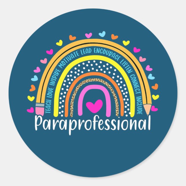 Sticker Rond Paraprofessional Para Squad Leopard Rainbow Back (Devant)