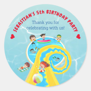 Sticker Rond Parc aquatique Splash Eté toboggan aquatique fête 