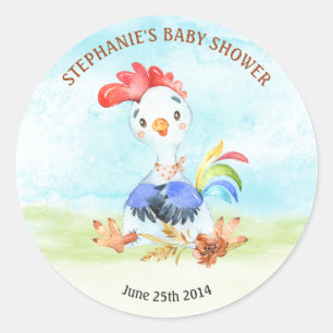 Sticker Rond Parc de Baby showers Watercolor Rooster