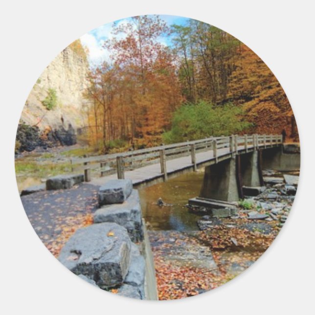 Sticker Rond Parc d'état de Taughannock Falls (Devant)