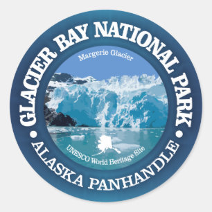 Sticker Rond Parc national de baie de glacier (couleur)