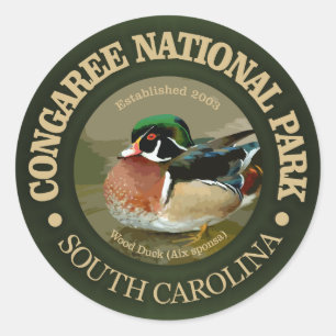 Sticker Rond Parc national de Congaree (canard en bois)