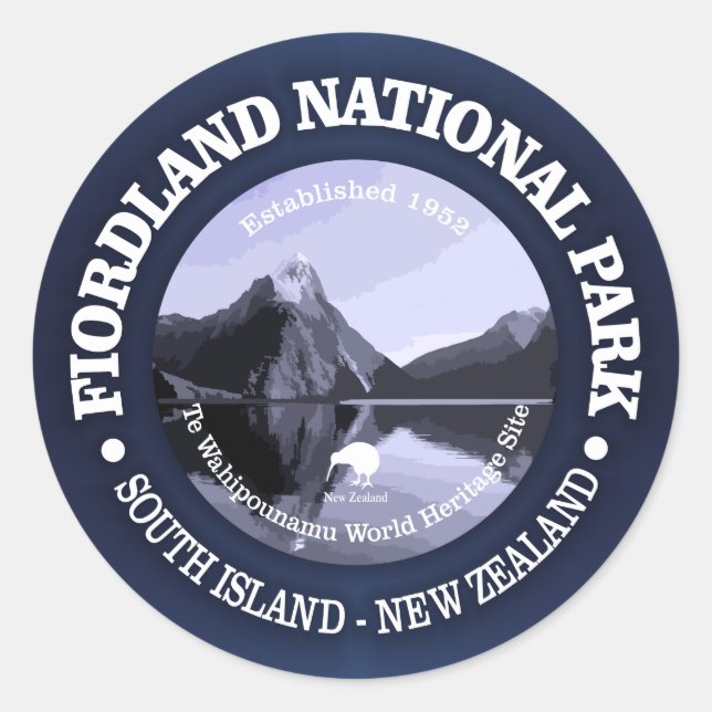 Sticker Rond Parc national de Fiordland (Devant)