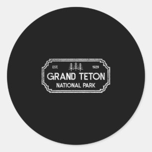 Sticker Rond Parc national de Grand Teton randonnée rétro en pl