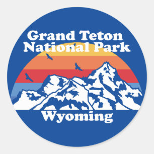 Sticker Rond Parc national de vintage Grand Teton