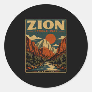 Sticker Rond Parc national de Zion vintage rétro canyon extérie