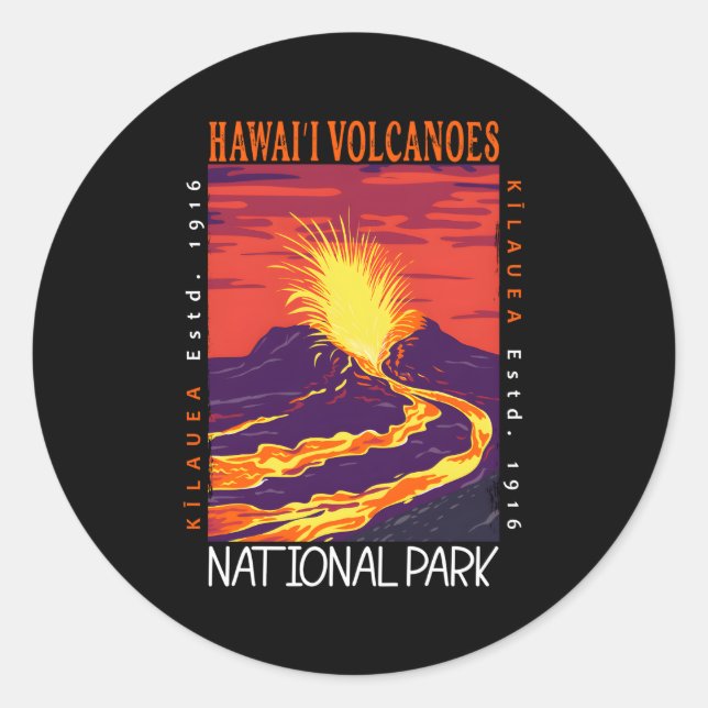 Sticker Rond Parc national des volcans d'Hawaii Kilauea Volcano (Devant)
