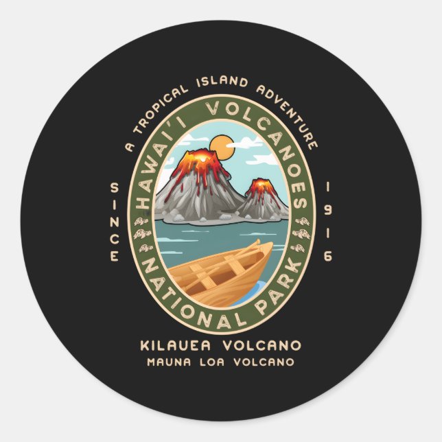 Sticker Rond Parc national d'Hawaii Volcans Kilauea Mauna Loa (Devant)
