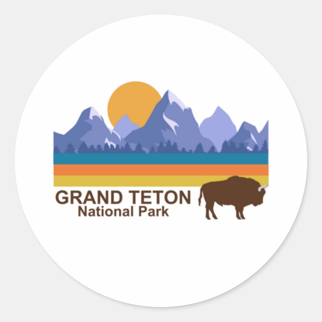 STICKER ROND PARC NATIONAL GRAND-TETON (Devant)