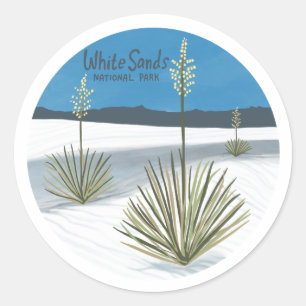 Sticker Rond Parc national White Sands New Mexico Gypsum Yucca