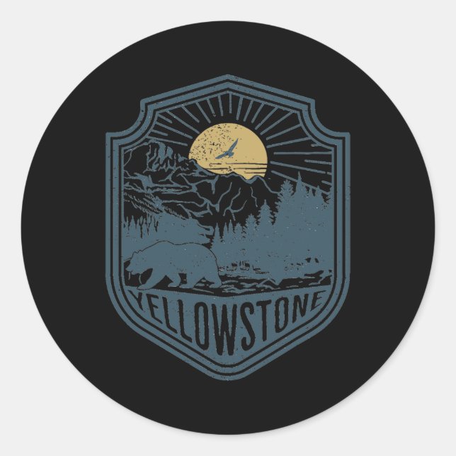 Sticker Rond Parc national Yellowstone Bear Nature Randonnée Ou (Devant)