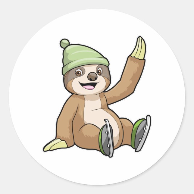 Sticker Rond Parcelle de patin à glace avec patins à glace (Devant)