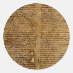Sticker Rond Parchemin texte avec écriture antique, vieux papie