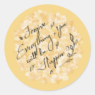 Sticker Rond Pardonnez et soyez heureux floral minimal