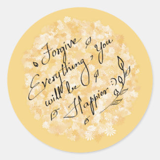 Sticker Rond Pardonnez et soyez heureux floral minimal