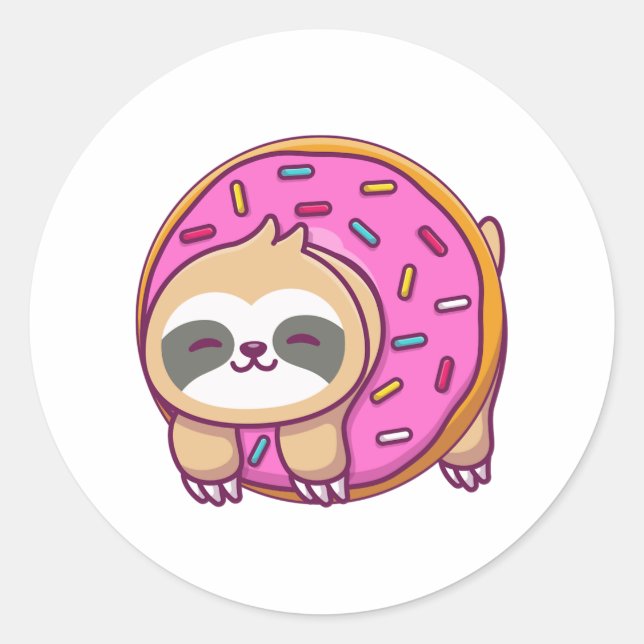 Sticker Rond Paresse mignonne avec dessin en beignet (Devant)