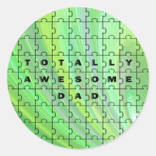 Sticker Rond Parfait Papa Puzzle Vert