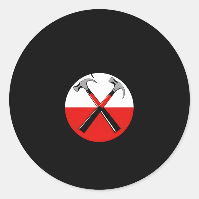 Sticker Rond Parfait S Deux Marteaux Se Croisent Pour (Devant)