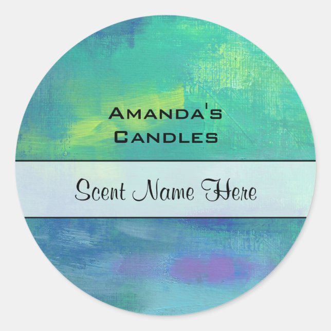 Sticker Rond Parfum Abstrait de bougie verte et bleue (Devant)