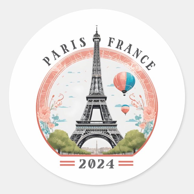 Sticker Rond Paris France 2024 Couvertures en polaire, Tour Eif (Devant)