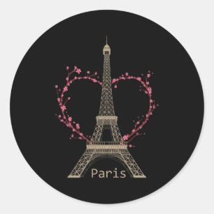Sticker Rond Paris Tour Eiffel Le Signe De L'Amour France Paris