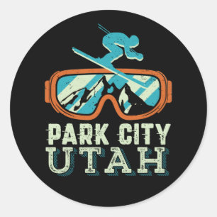 Sticker Rond Park City Utah Retro Ski Snowboard