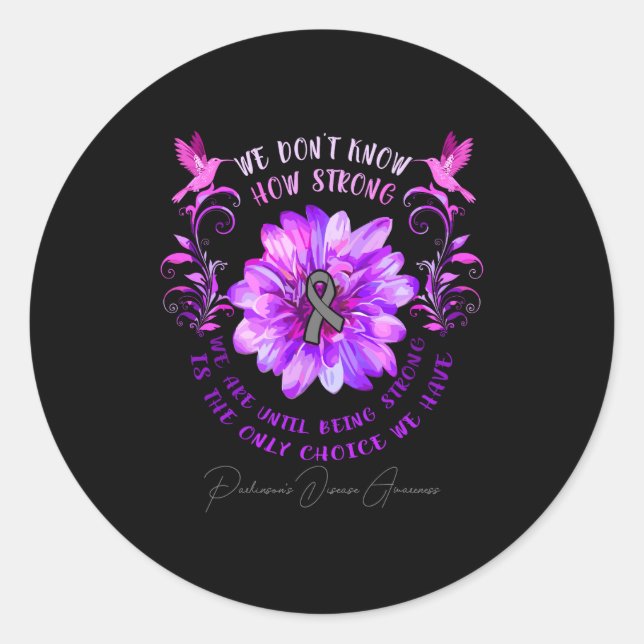 Sticker Rond Parkinsons Disease Awareness Flower We Dont Know  (Devant)