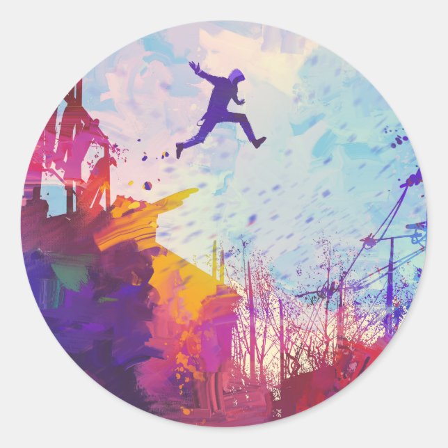 Sticker Rond Parkour Urban Free Runling Freestyling Art Moderne (Devant)