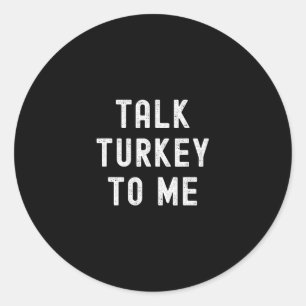 Sticker Rond Parle dinde à moi de Thanksgiving famille appariem