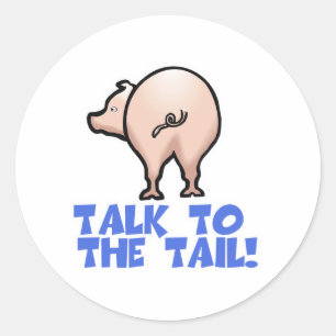 Sticker Rond Parlez à Tail Piggy Pig