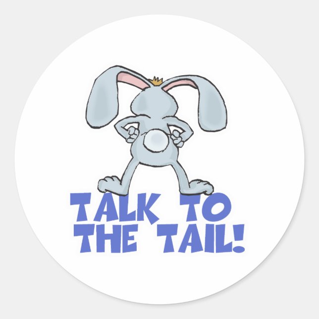 Sticker Rond Parlez au lapin lapin de queue (Devant)