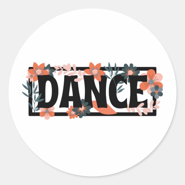 Sticker Rond Parole De Danse Avec Impression Florale (Devant)