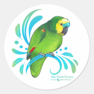 Sticker Rond Parrot Amazone Bleu