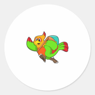 Sticker Rond Parrot as Hiker