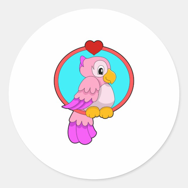 Sticker Rond Parrot au coeur (Devant)