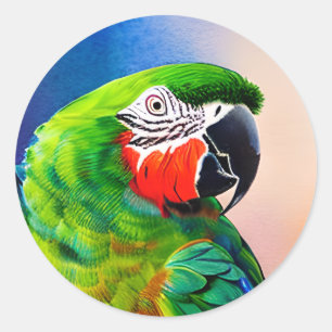 Sticker Rond Parrot générée par l'IA mignon
