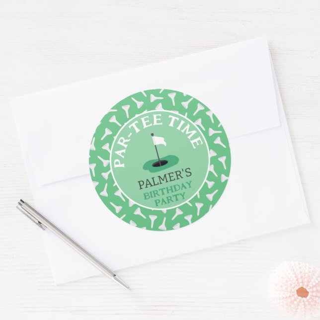 Sticker Rond Partee Time Golfing Anniversaire (Enveloppe)