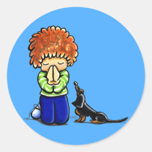 Sticker Rond Partenaires de prière Garçon B/T Dachshund