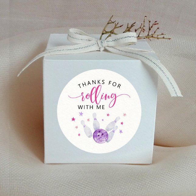 Sticker Rond Parti Anniversaire de enfant de Bowling rose Favor (Créateur téléchargé)