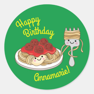 Sticker Rond Parti Anniversaire de enfant de Cute Spaghetti Kaw