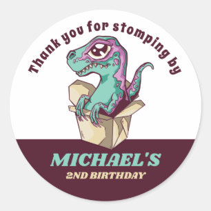 Sticker Rond Parti Anniversaire de enfant de Dinosaure Bébé Rap