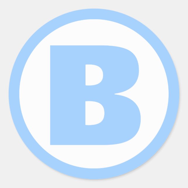 Sticker Rond Parti baby shower de monogramme bleu pour les auto (Devant)