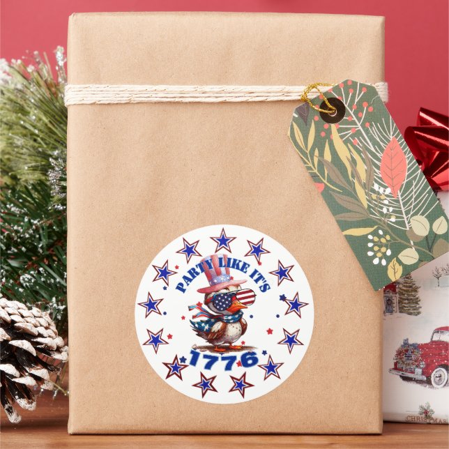 Sticker Rond Parti comme son aigle américain de 1776 et drapeau (vacances)