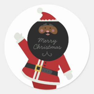 Sticker Rond Parti de Père Noël noir mignon
