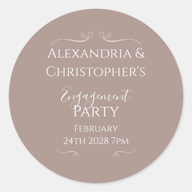 Sticker Rond Parti d'engagement Mariage moderne chic (Devant)