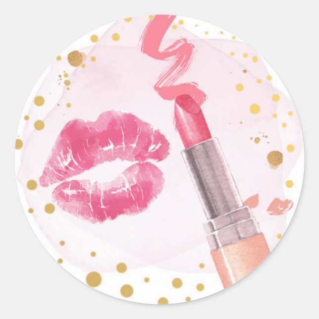Sticker Rond Parti spa Glitz Glam Glamor Girl Maquillage Rose O (Devant)