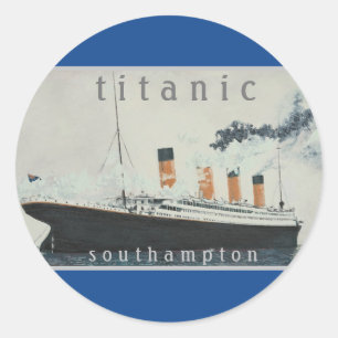 Sticker Rond Parti TITANIQUE Blue Vintage White Star Line Ship