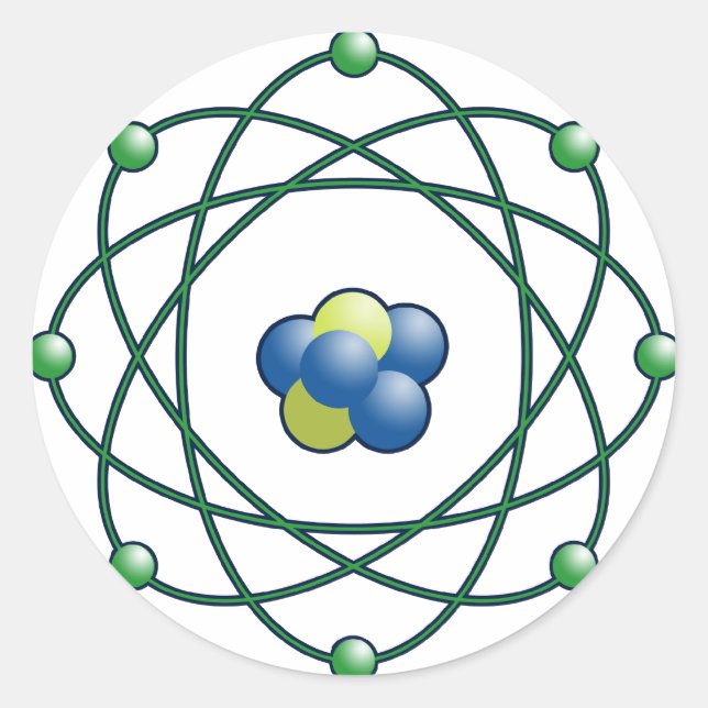 Sticker Rond Particules atomiques (Devant)