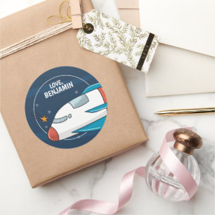 Sticker Rond Partie d'anniversaire de l'astronaute spatiale