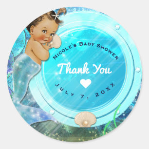 Sticker Rond Partie de baby shower enchantée par bébé de sirène